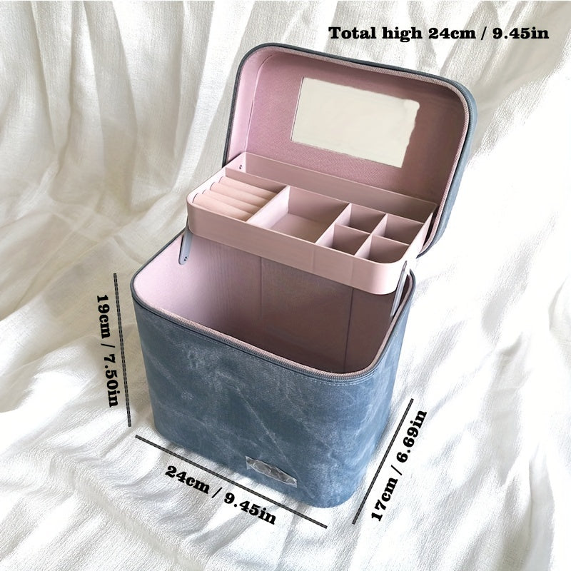 Large Travel Makeup Organizer Bag with Jewelry and Toiletry Compartments