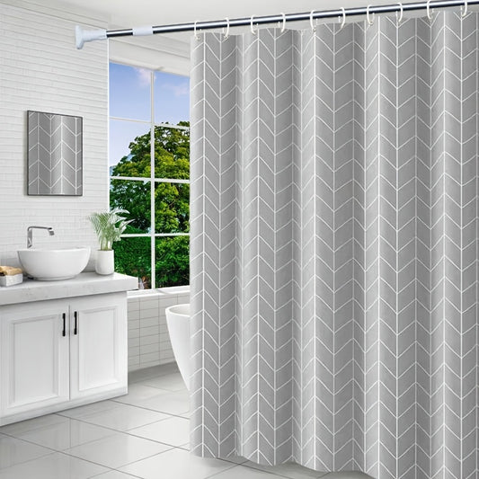 Waterproof Geometric Shower Curtain Metal Grommets Hooks Durable Polyester Bath