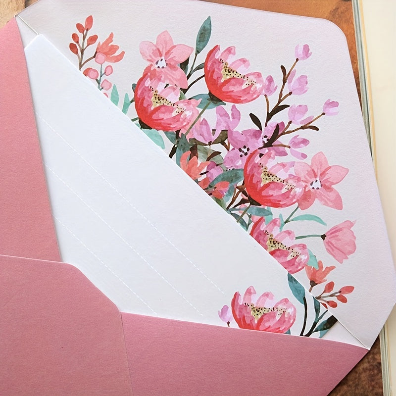 Vintage Floral Stationery Set: Blank Note Cards & Envelopes