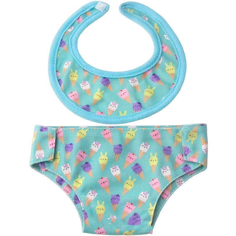 18" Doll Clothes Set Bibs and Underwear Outfit Ideal Gift for Kids 3-6
