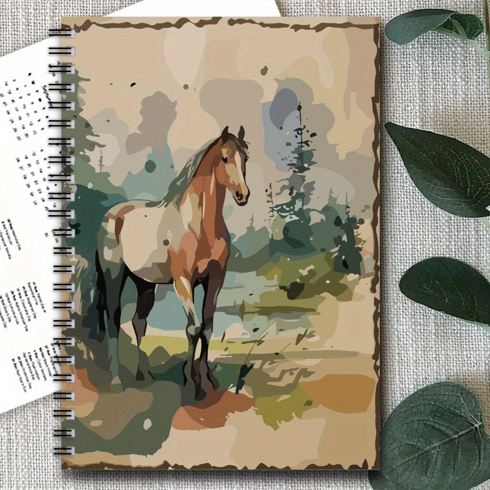 Equestrian Spiral Notebook 100 Pages Horse Art Durable Paper