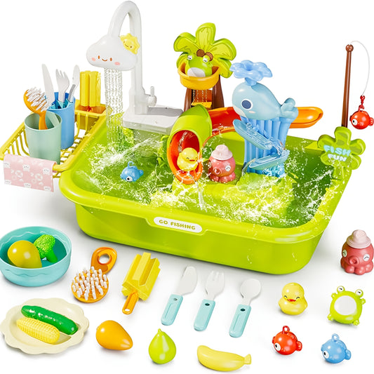 Kids Toy Dishwasher & Bath Tools Set - Batteries Not Included