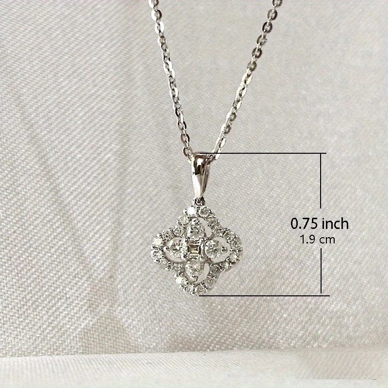 Four Leaf Clover Crystal Pendant Necklace 925 Silver Plated Clavicle Necklace