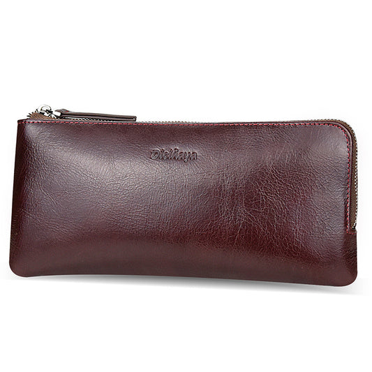 Dicihaya Men's Leather Zipper Handbag Large Capacity Wallet Clutch Bag