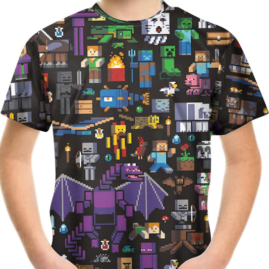 Kids 3D Print Casual T-shirt Building My Wonderful World Tees Top