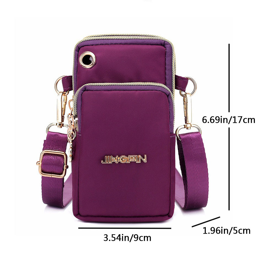 Women's Crossbody Bag with Zipper, Nylon Storage for Coin & Earphone
