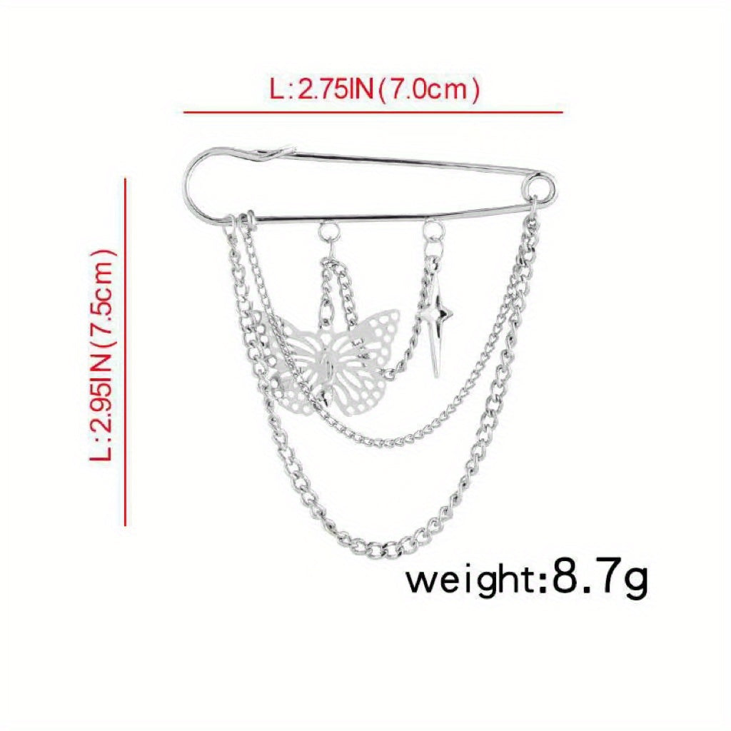 Metal Chain Pin Ins Tide Brooch Hip Hop Decoration Unisex
