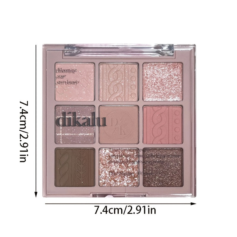 9-Color Matte/Shimmer/Sequin Finish Earth Tone Eyeshadow Palette Orange Brown