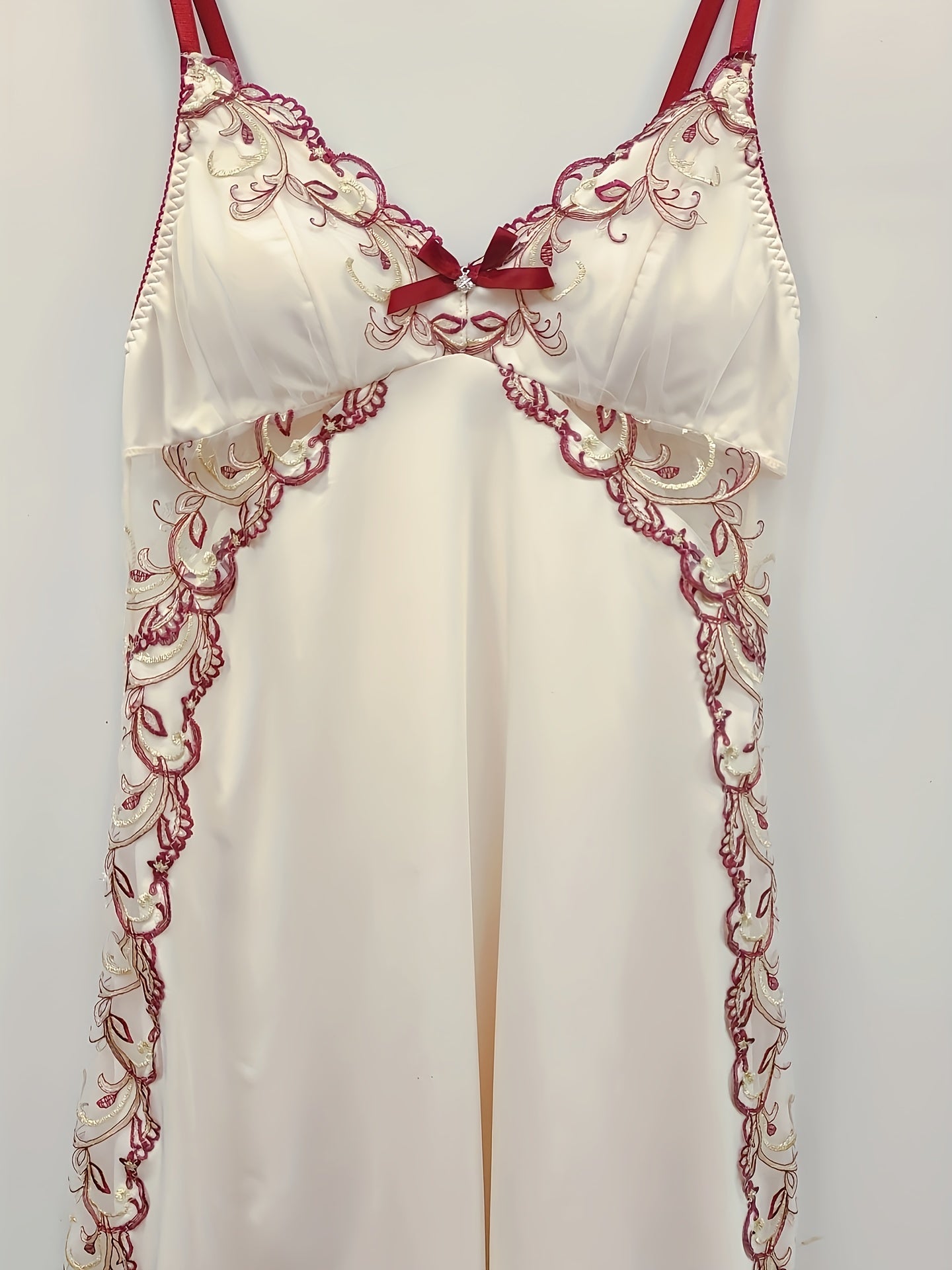 Sexy Lace Slip Dress Deep V Back Bow Detail Women's Lingerie