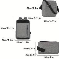 3pcs Large Capacity Backpack Crossbody Bag Clutch Purse Set