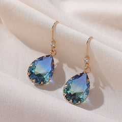 Colorful Glass Drop Earrings With Zircon Sweet Jewelry