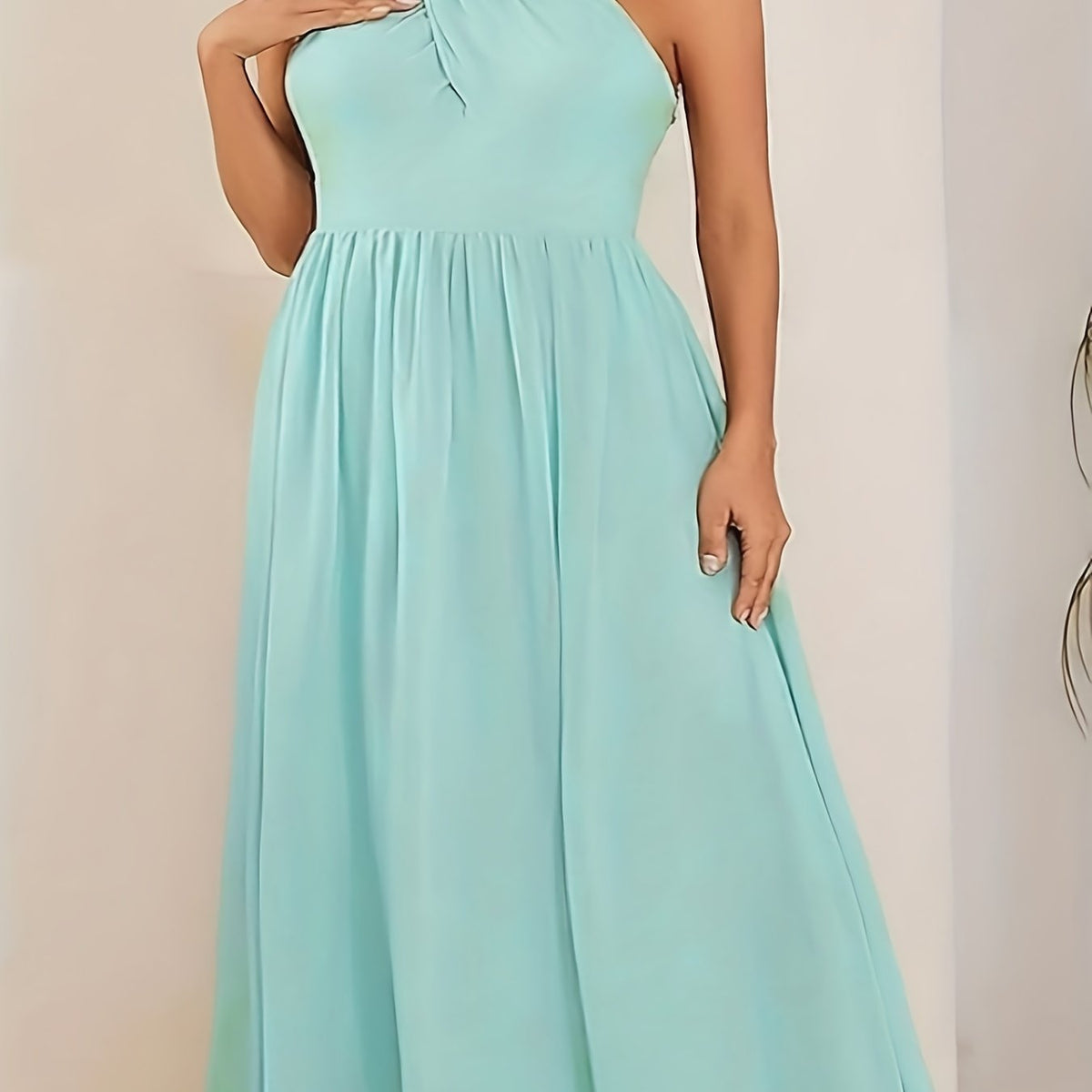  Party Cami Dress Solid Contrast Mesh Ruched A line Maxi Prom Dress
