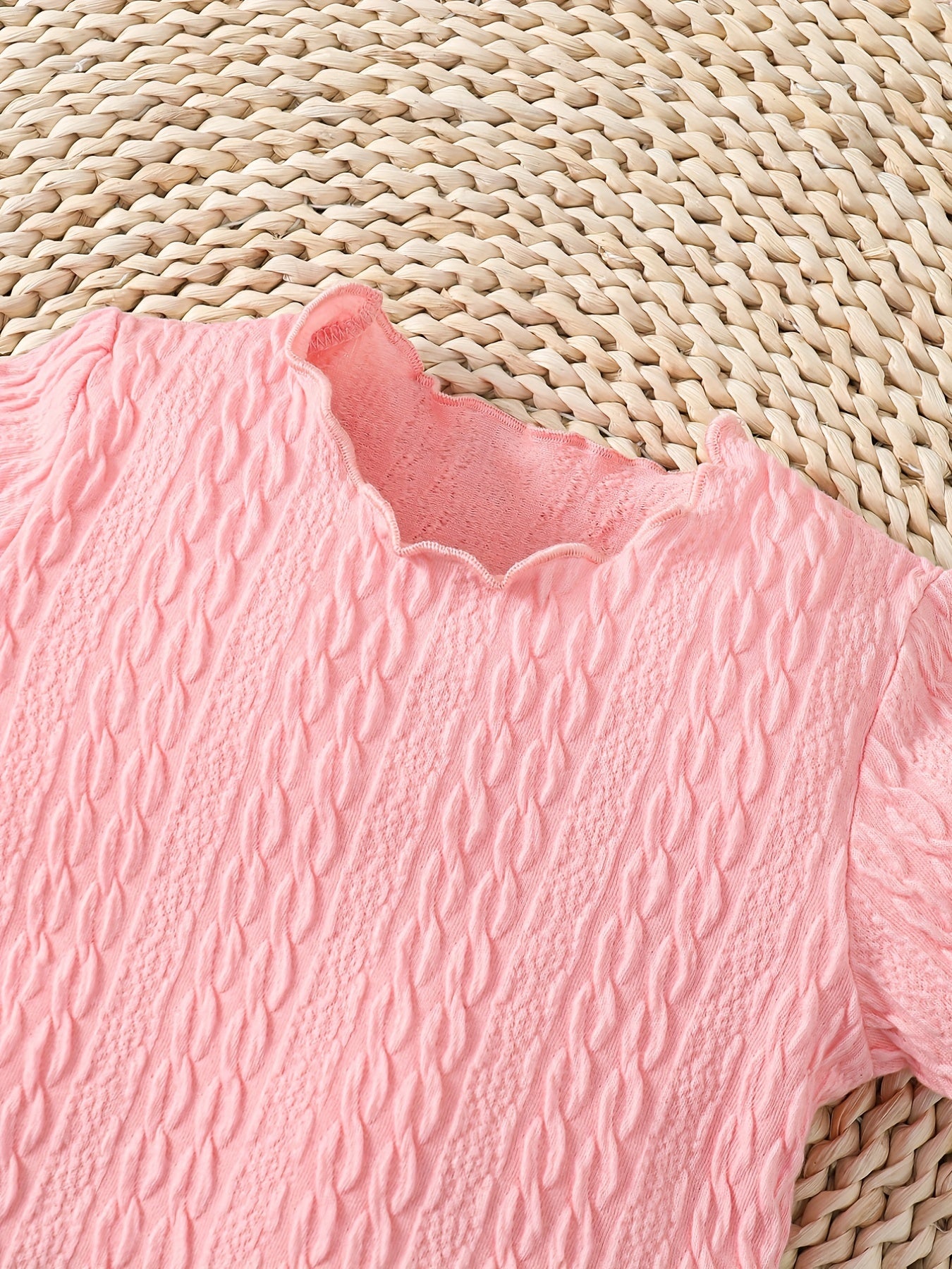 Baby Girl's Ruffle Trim All-match T-shirt 3pcs Crew Neck Tops