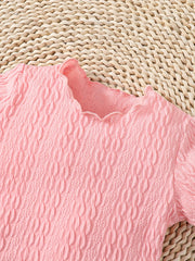 Baby Girl's Ruffle Trim All-match T-shirt 3pcs Crew Neck Tops