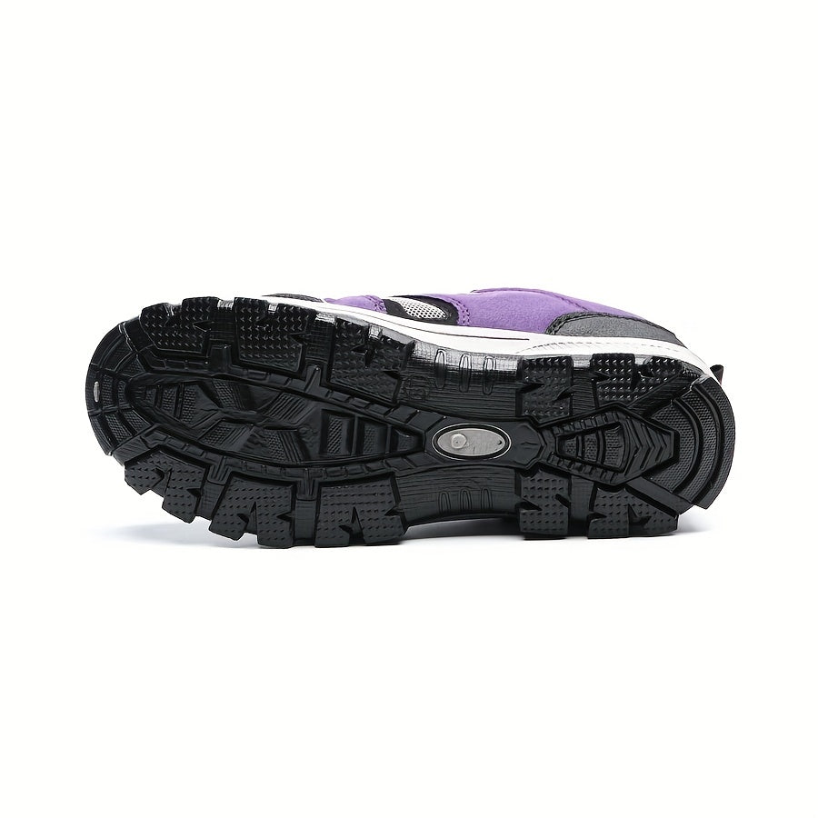 Colorblock Platform Sneakers Lace Up Round Toe Non slip Hiking Shoes