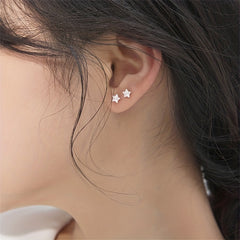 925 Silver Star Zircon Stud Earrings for Women