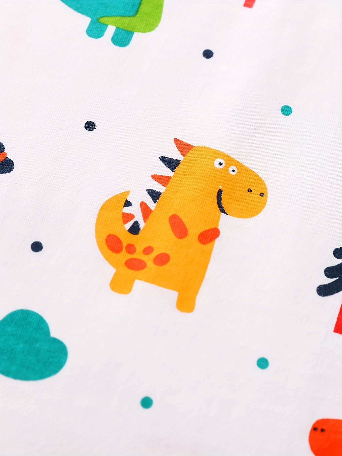 Dinosaur Print Cotton Short Sleeve Romper Jumpsuit