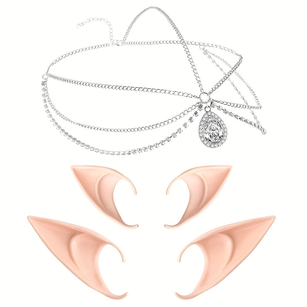 Vintage Crystal Elf Ears Headpiece Set