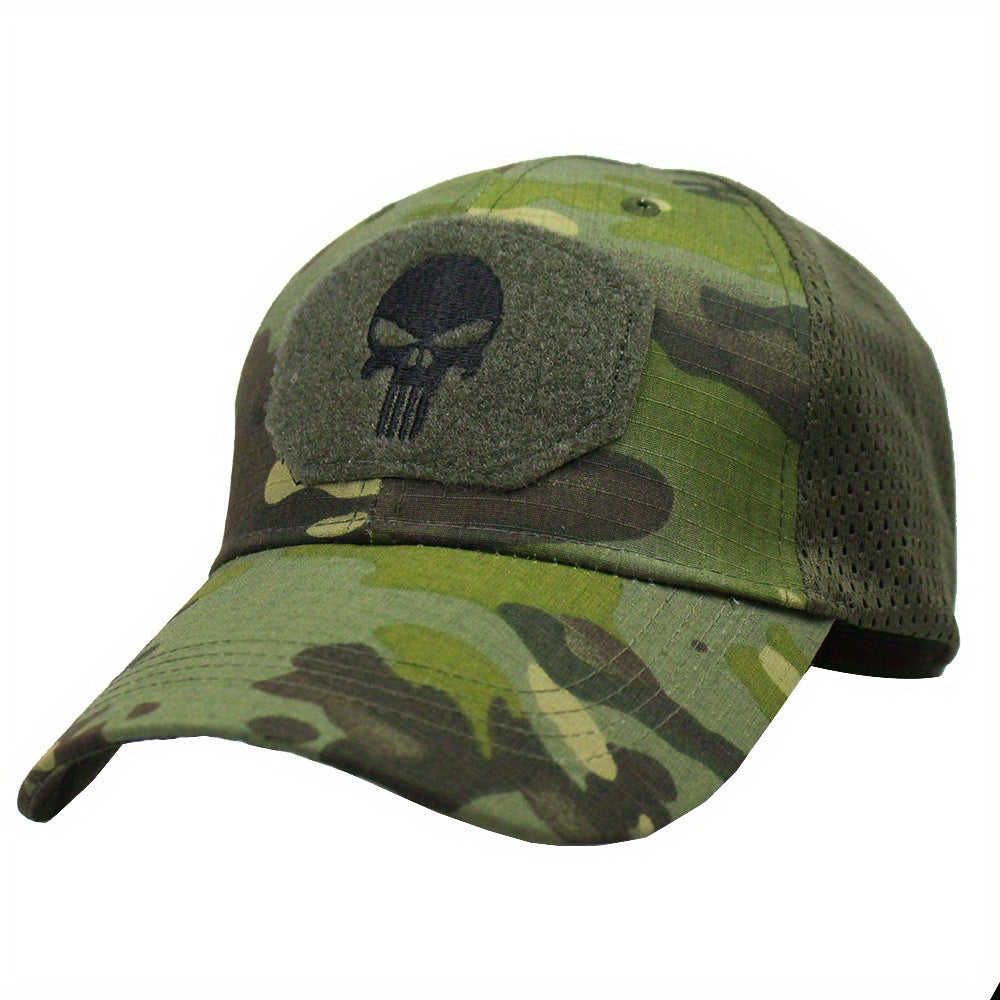 Camouflage Baseball Cap Skull Embroidery Patch Tactical Mesh Trucker Hat