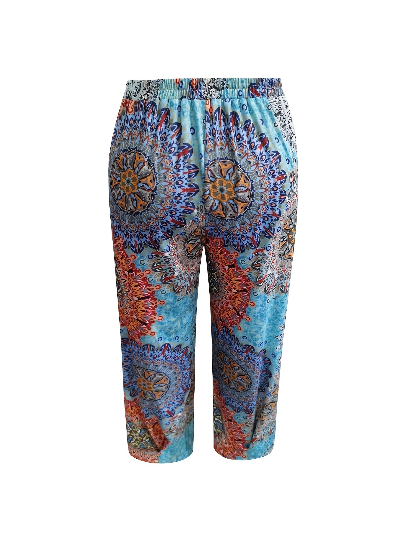 Women's Plus Floral Print Wide Leg Boho Pants