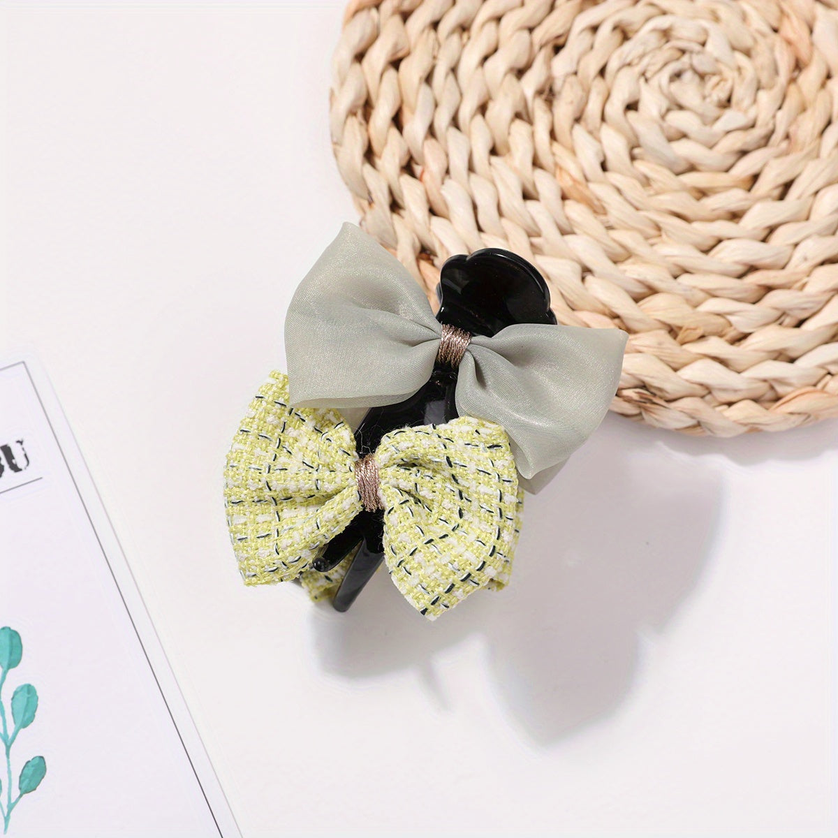 Large Sweet Duck Billed Clip Plaid Bow Hair Claw Clip For Women Girls