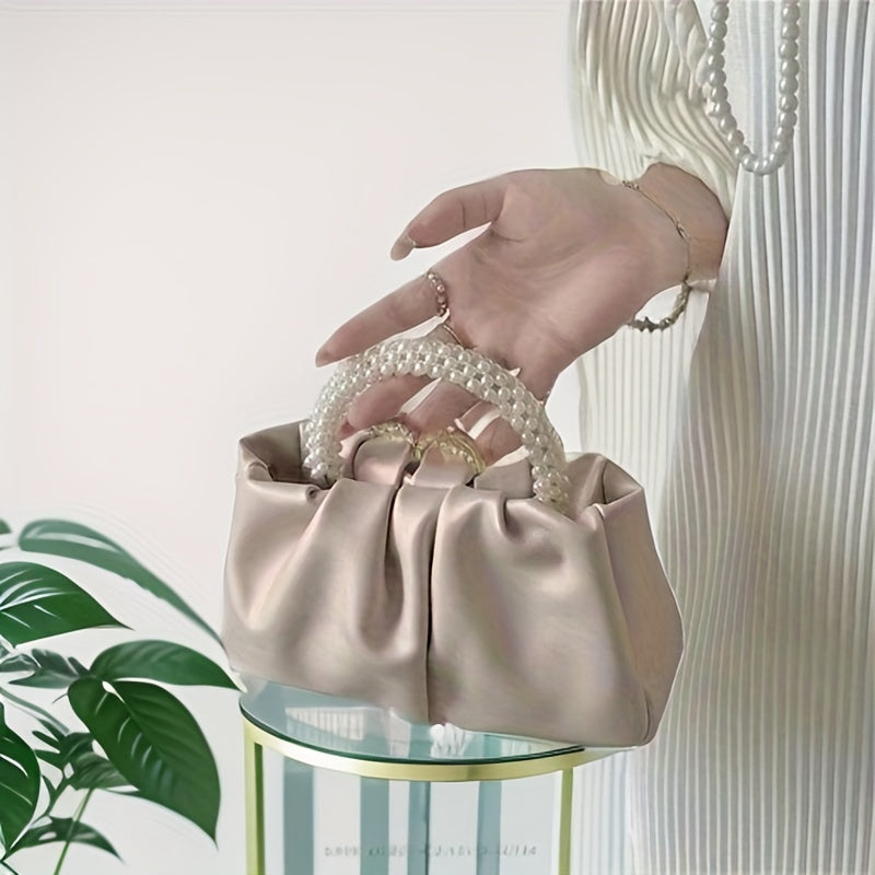 Pearl Handle Round Metal Ring Bag Accessory