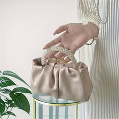 Pearl Handle Round Metal Ring Bag Accessory