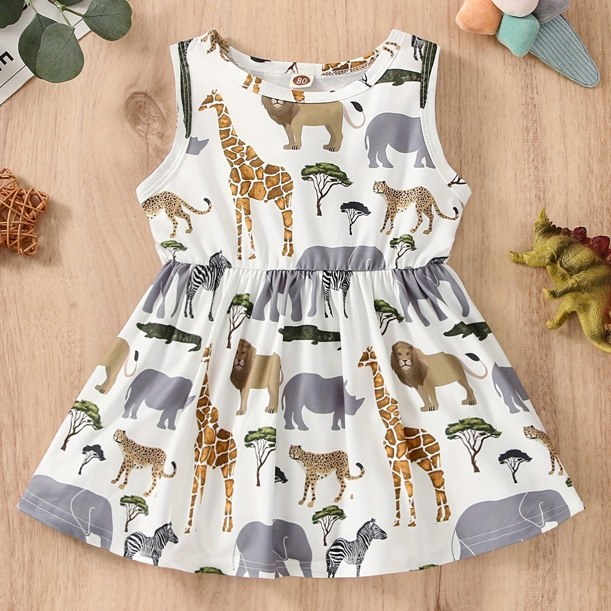 Baby Girls Animal Print Sleeveless Dress for Summer