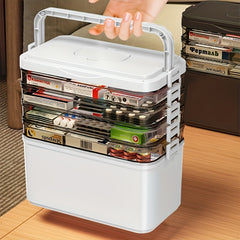 Large Capacity Medicine Organizer with Handle for Home & Travel Storage