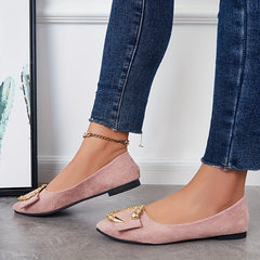 Metallic Decor Ballet Flats Soft Sole Slip On Shoes