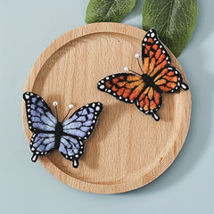 Butterfly Hairpin Brooch Wool Felt DIY Kit with Embroidery Cloth Threads Needles