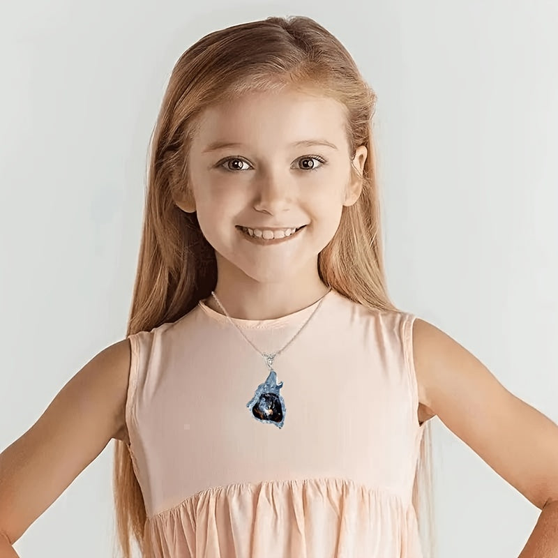 Girl's Wolf King Pendant Necklace Party Jewelry Accessories Birthday Gift