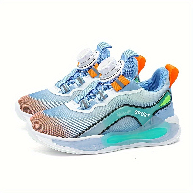 Boy's Rotating Buckle Basketball Shoes Non Slip Sneakers