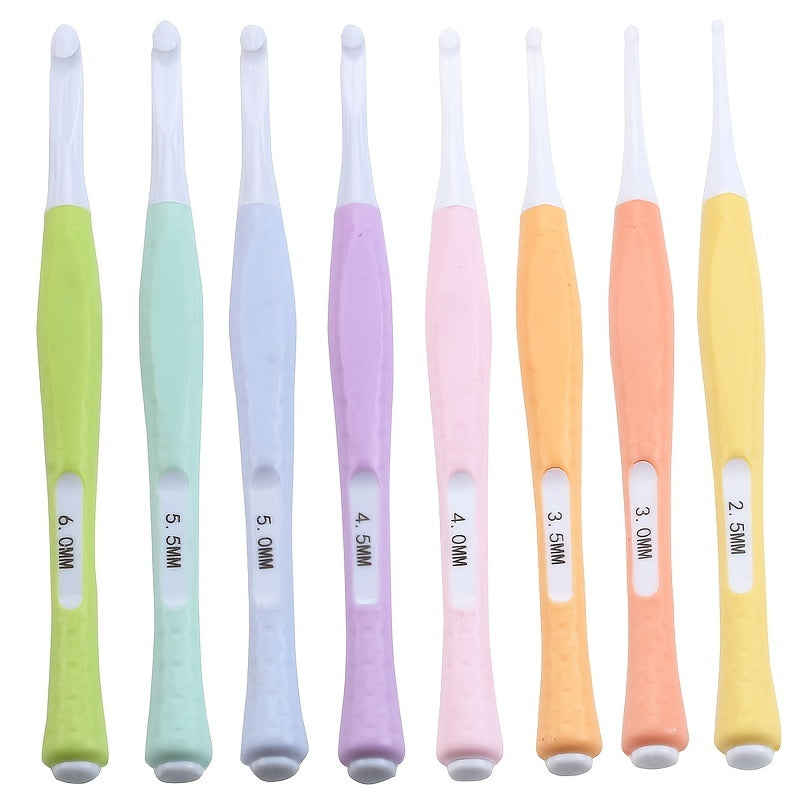 8pcs Crochet Silicone Handle Sweaters Knitted Hooks Ergonomic Soft Grip