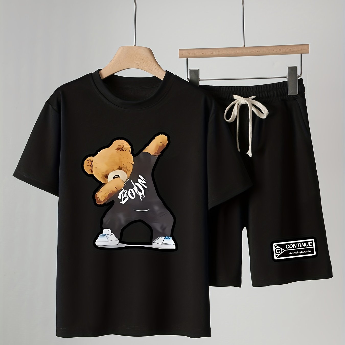 Boys Dancing Bear Graphic Print T-Shirt & Shorts Set