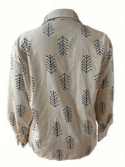  Casual Blouse Women's Plus Allover Print Distressed Shirt Top