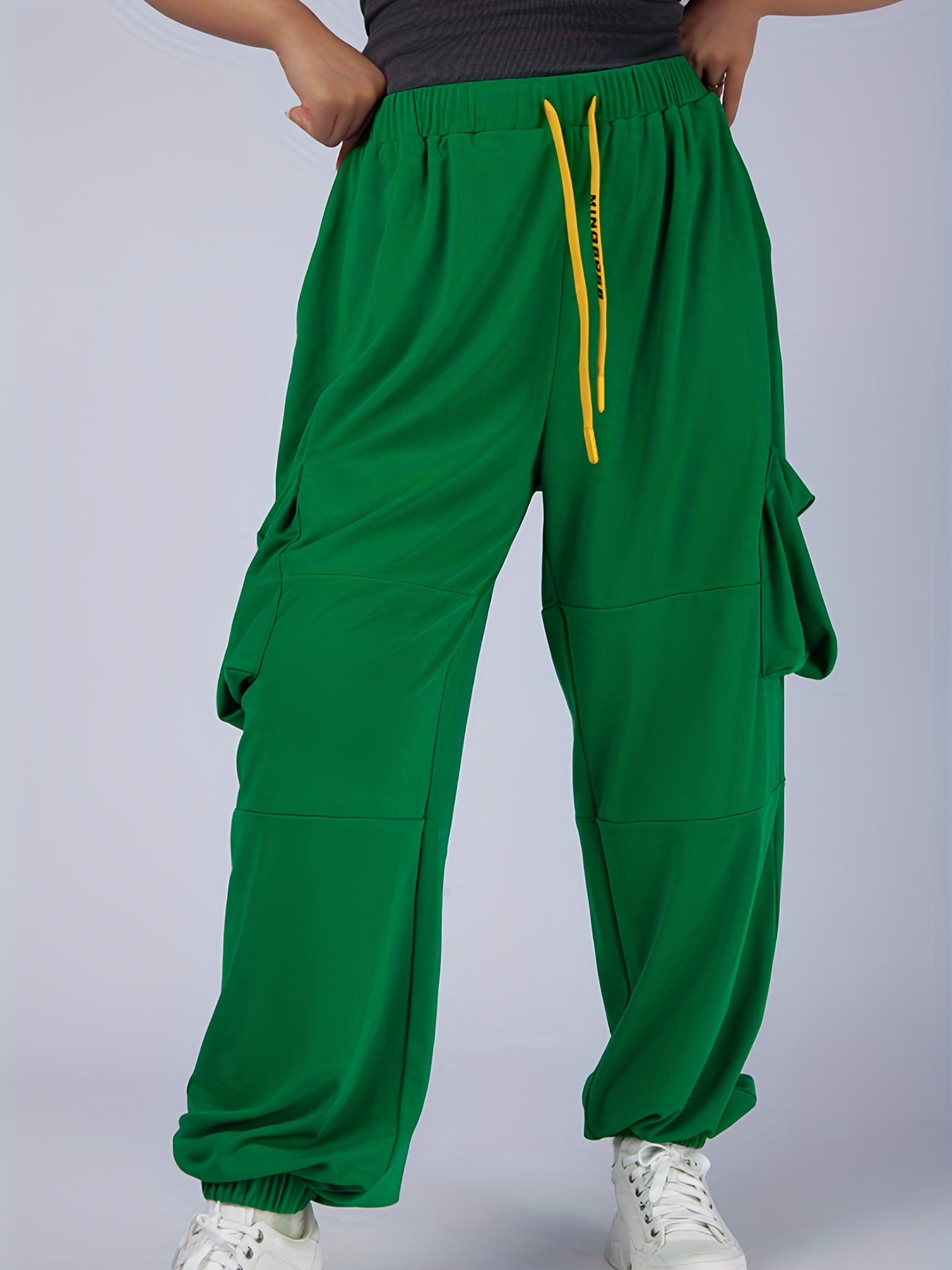 Women's Plus Elastic Drawstring High Rise Trousers