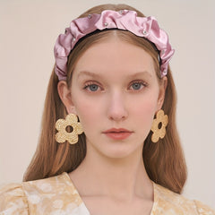 Pleated Satin Headband with Rhinestone Decor - Hair Hoop Style for Women Girls