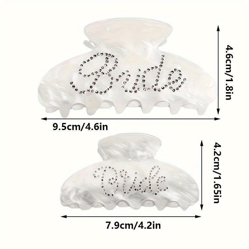 Acrylic Bridal Hair Claw Clip With Rhinestone Bride Sign Hair Accessory