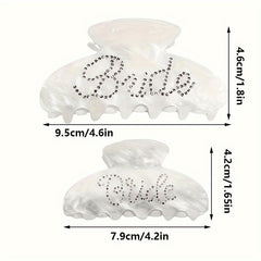Acrylic Bridal Hair Claw Clip With Rhinestone Bride Sign Hair Accessory