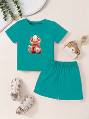 Toddler Kid 2pcs Bottoming Set Short Sleeve T shirt & Matching Shorts