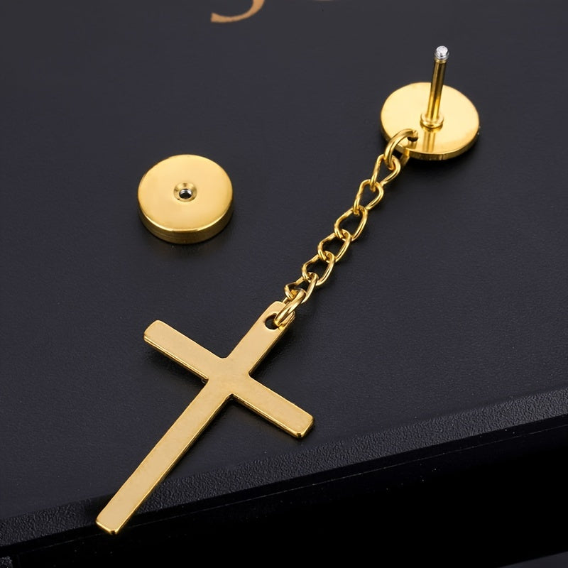 Men's Stainless Steel Cross Earrings