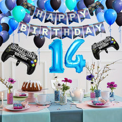 Video Game Party Birthday Decoration Set with Happy Birthday Banner