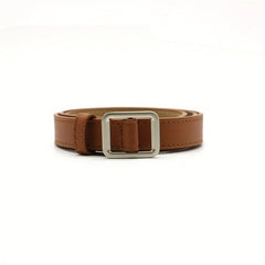 Non Porous Solid Square Buckle PU Leather Belt For Women Men