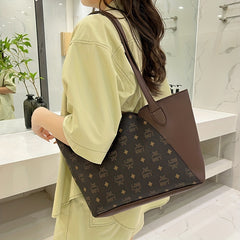 Vintage Printed Tote Bag Zipper Shoulder Bag Sweet Girl's