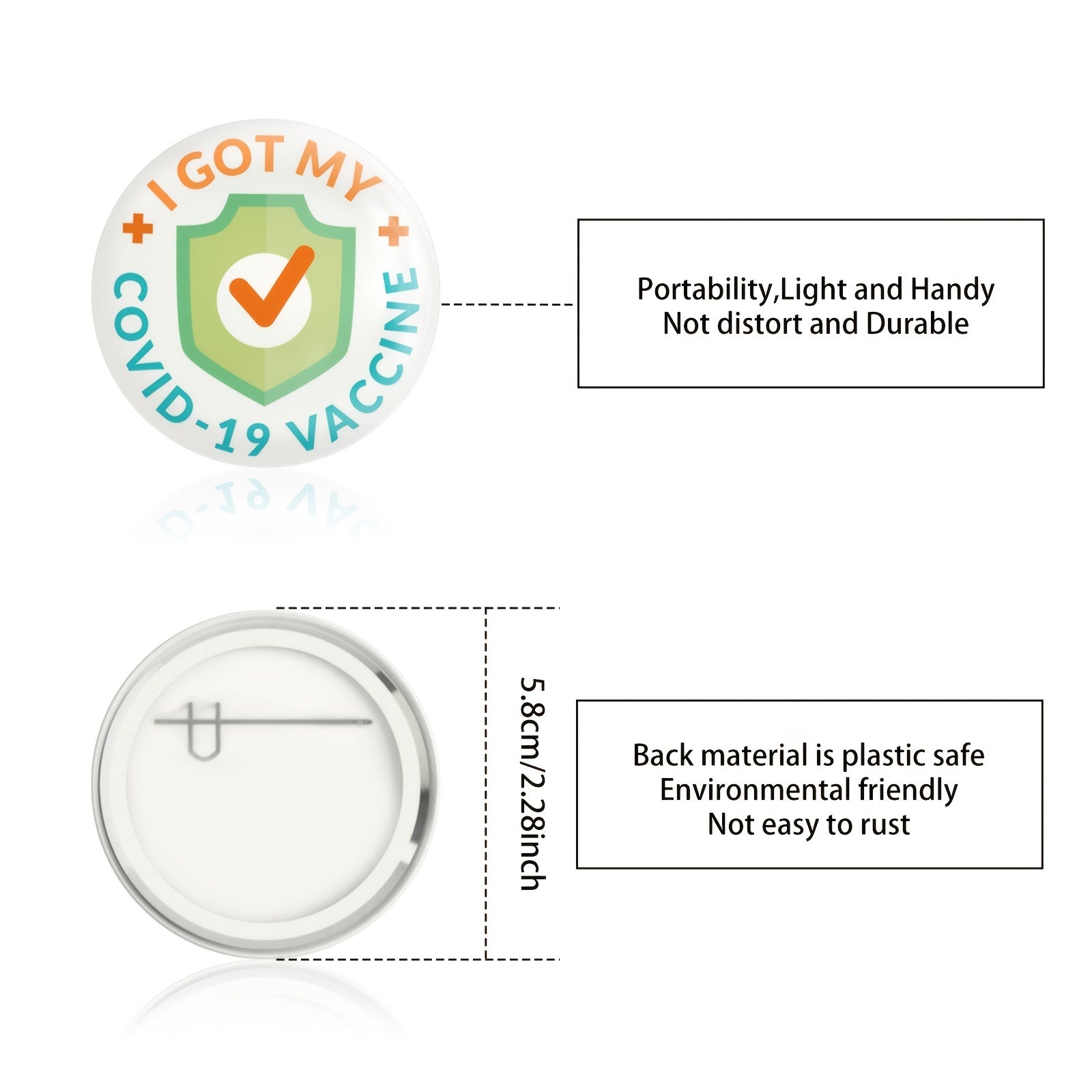 9 Pcs COVID 19 Vaccine Buttons For Men's Women's Brooches