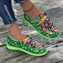 Women's Floral Print Low Top Sneakers Lightweight Sport Walking Shoes
