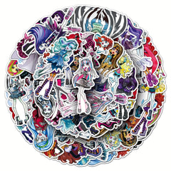 50pcs Anime Character Stickers Colorful Gothic Decals for Laptops & Phone Case