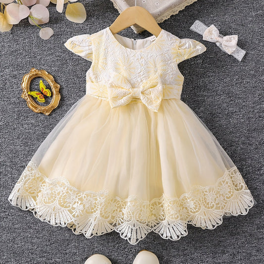 Girls Princess Dress Baby Girls Floral Graphic Mesh Puffy Casual