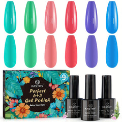 9-Piece Macaron Gel Nail Polish Set with Base, Gloss, and Matte Top Coatings